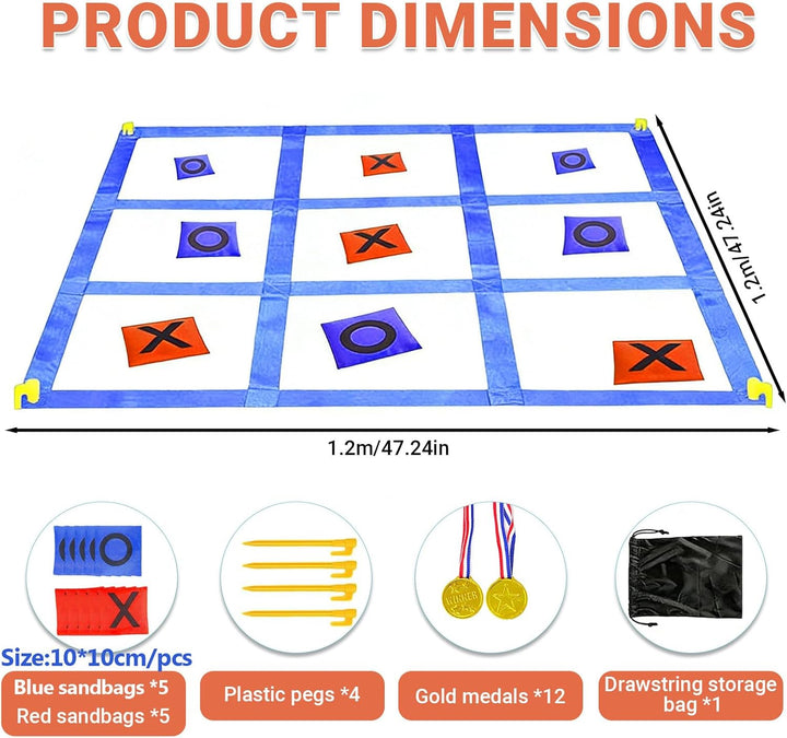 Riesiges Tic Tac Toe, Outdoor-Spielset, Sitzsack-Wurfspiele für Kinder & Erwachsene, Tic Tac Toe Meh