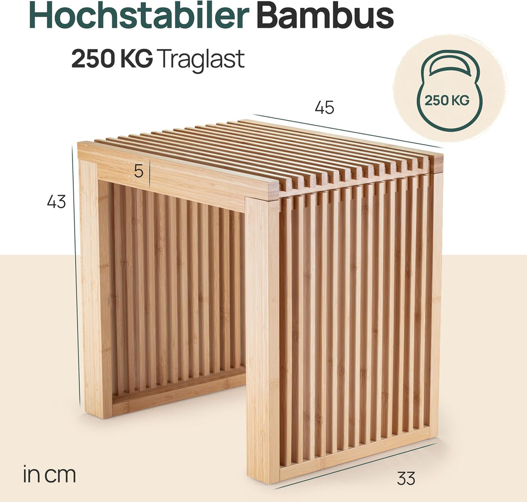 Bambus Holzhocker - Flur Möbel - Sitzbank Flur - Holzbank - Blumenhocker | BAM BOO BOX Bambus Blumen