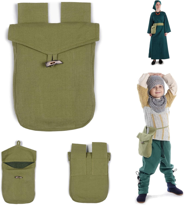 Mittelalter-Tasche Baumwolle Gürteltasche Knopf Modell: Widia Einheitsgrösse Hellgrün, Einheitsgr&#x