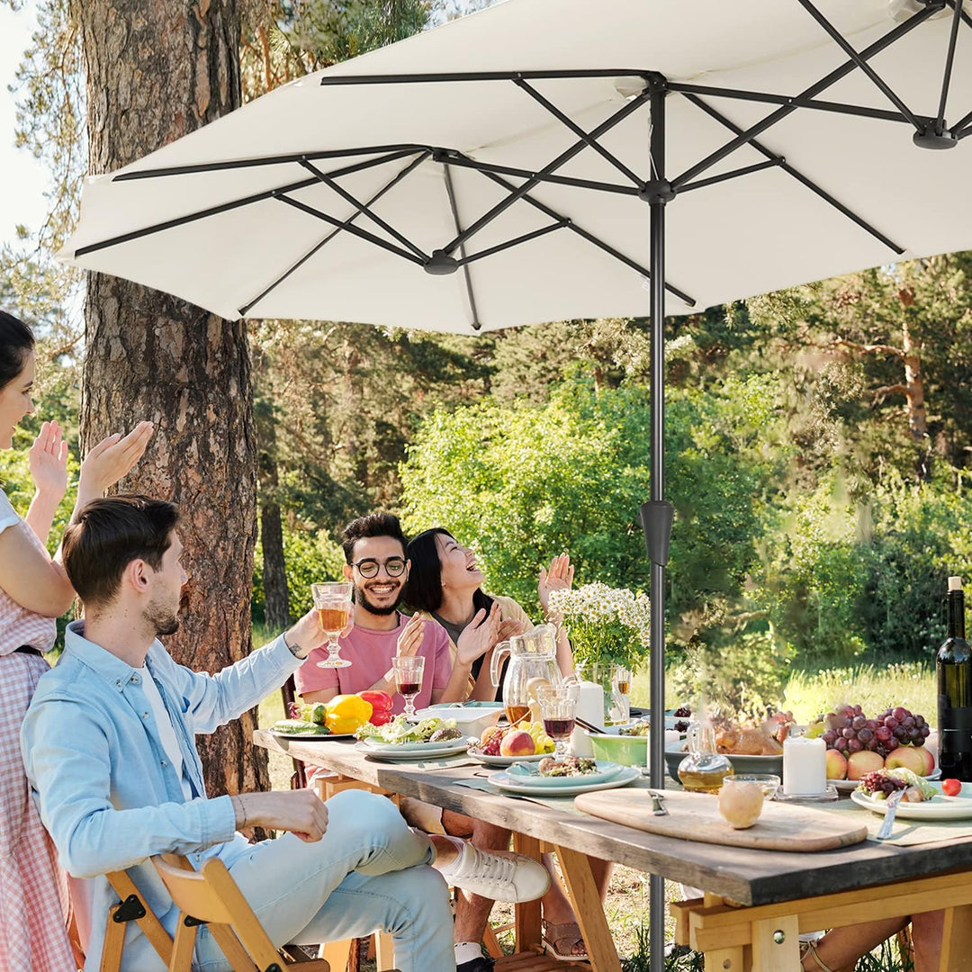 Sekey 220 × 400 cm Doppelsonnenschirm mit kurbel| Gross Sonnenschirm Marktschirm für Terrasse,Balkon