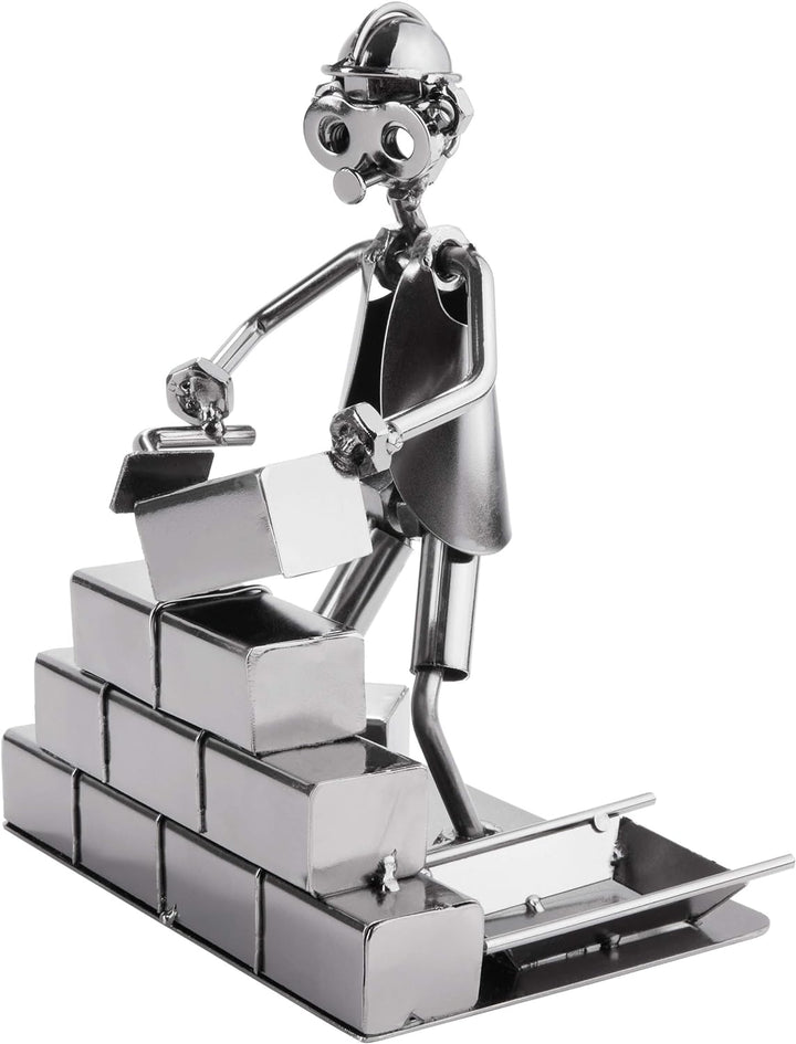 BRUBAKER Schraubenmännchen Maurer - Handarbeit Eisenfigur Metallmännchen - Metallfigur Geschenkidee
