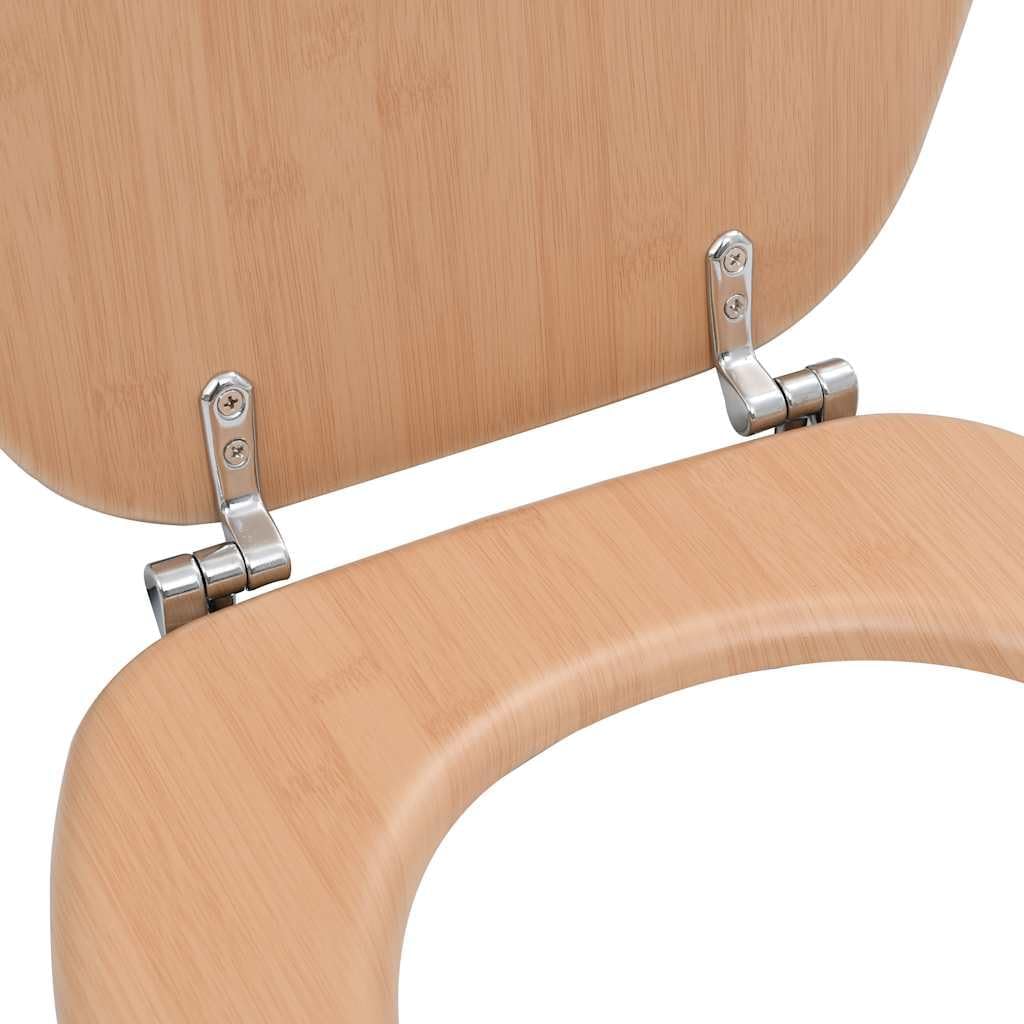 vidaXL Toilettensitz mit Deckel Bambus-Design WC Sitz Brille Toilettendeckel Klodeckel Klobrille Toi