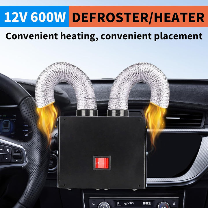 Heizung 12V 600W,Tragbare Autoheizung Heizluefter Wärmer Defroster,2 Loch 5 Sekunden Schnellheizung