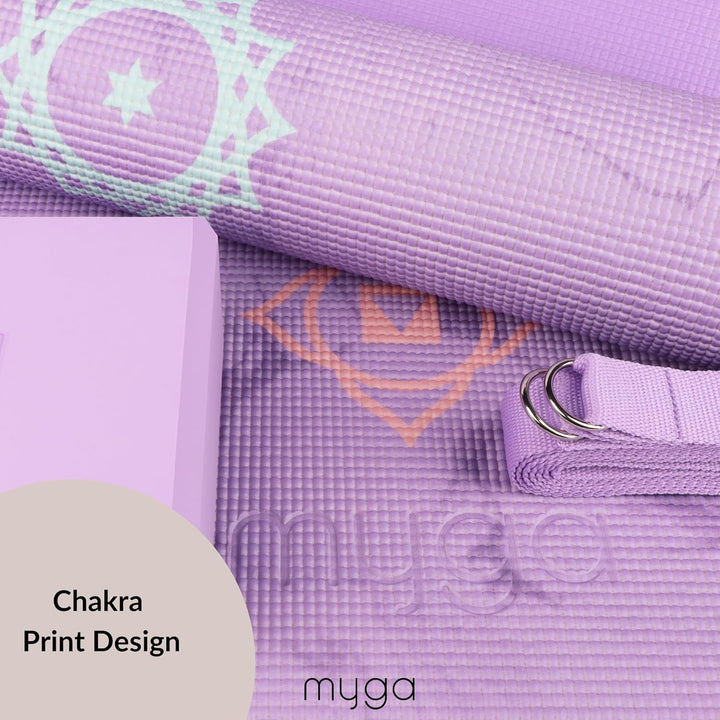 Myga Yoga Starter Kit | Komplettes Set mit Yogamatte, Yogablock & Gurt | rutschfest & Unterstützend