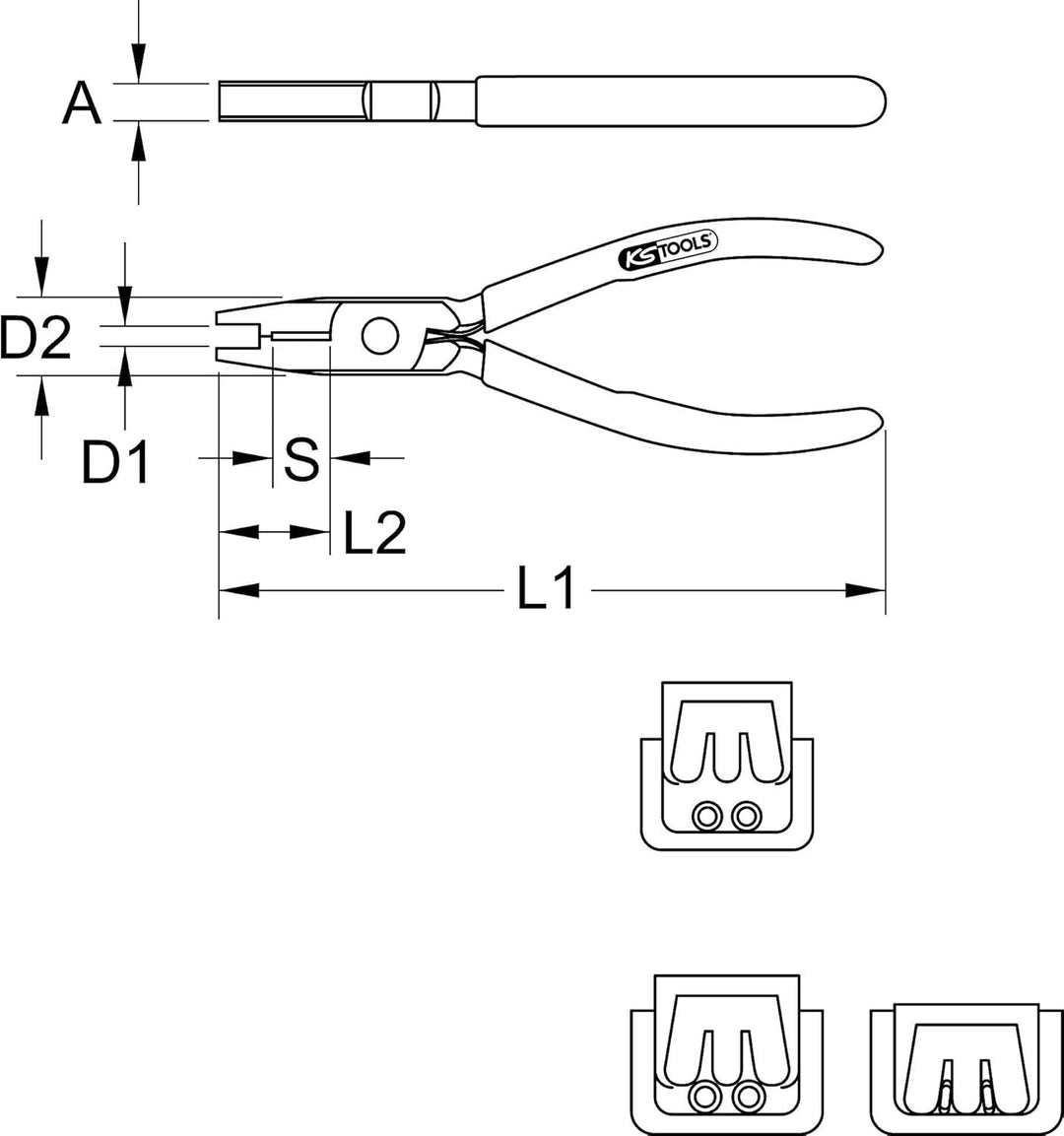 KS Tools 115.1435 Crimpzange für Steckhülsen Ø 0,5-6mm²