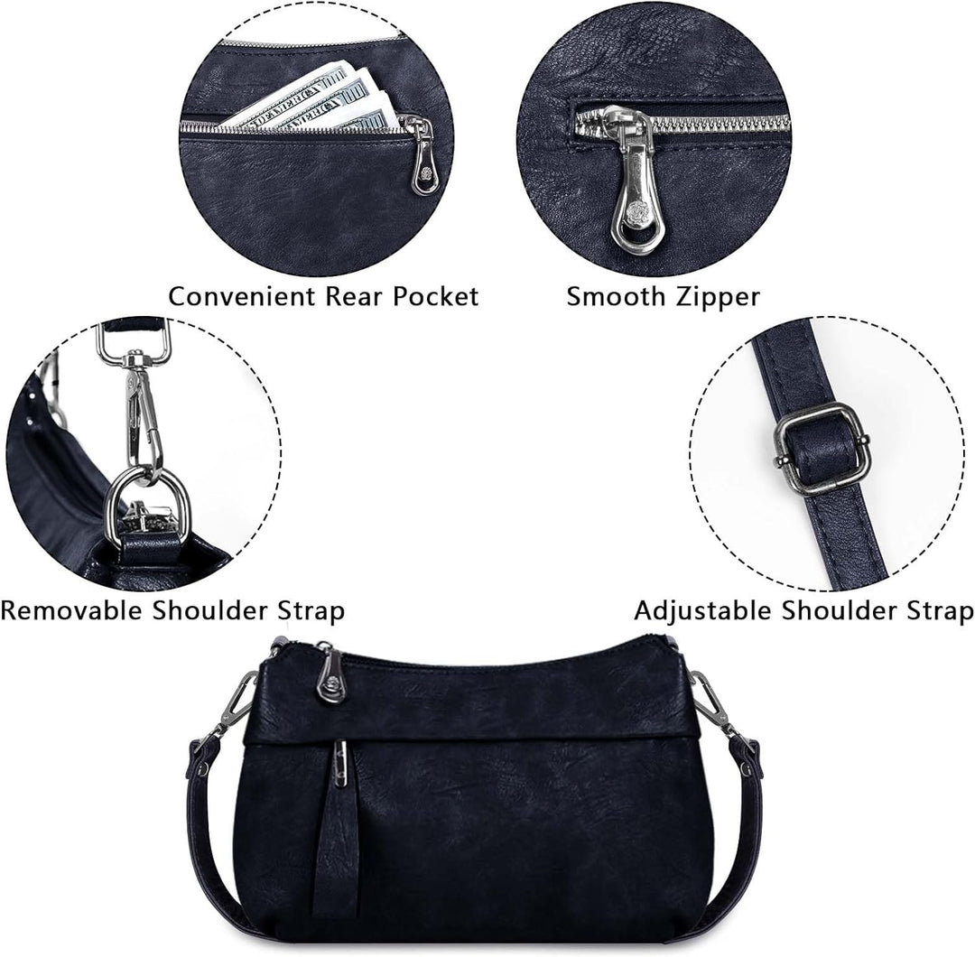 HUA ANGEL Mittelgross Handtasche Damen UmhäNgetasche Echt Leder Mit Mehreren Fächer Für Handy Und Po