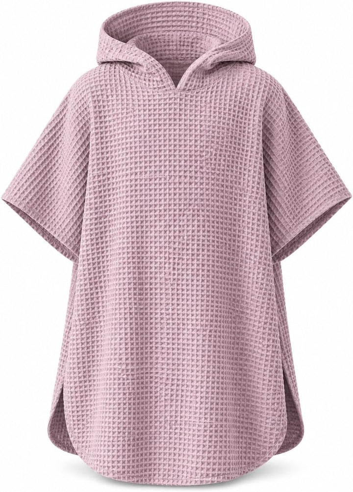 Bubalove Badeponcho Kinder 104/116, Baumwolle mit Kapuze, Rosa Rosa 104-116, Rosa 104-116