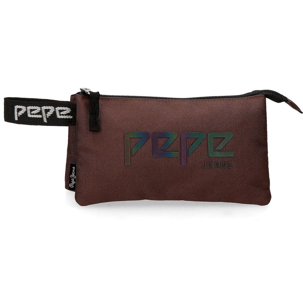 Pepe Jeans Osset Dreifaches Federmäppchen Braun 22x12x5 cms Polyester Braun Dreifacher Fall, Braun D