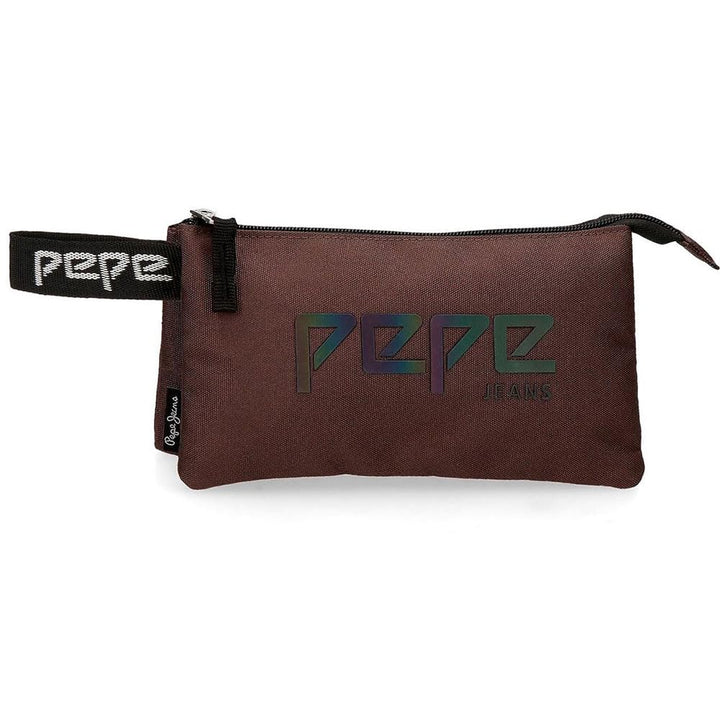 Pepe Jeans Osset Dreifaches Federmäppchen Braun 22x12x5 cms Polyester Braun Dreifacher Fall, Braun D