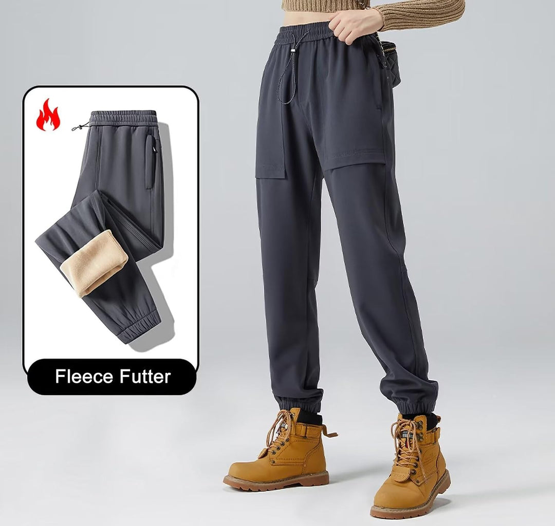 FLYGAGA Damen Wanderhose Wasserdicht Softshellhose Jogginghose Fleece Gefüttert Warm Winddicht Winte