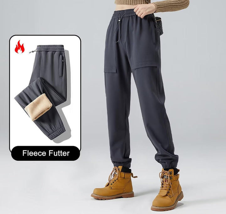 FLYGAGA Damen Wanderhose Wasserdicht Softshellhose Jogginghose Fleece Gefüttert Warm Winddicht Winte