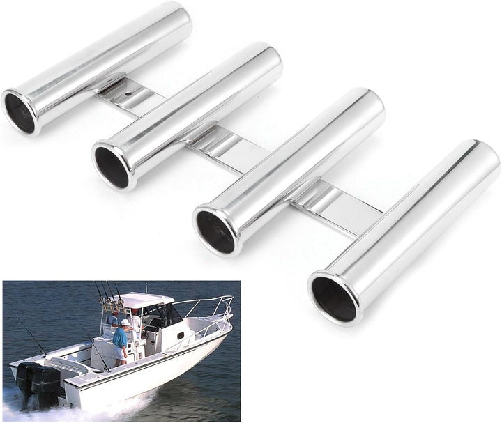 Angelrutenhalter aus Edelstahl in Marinequalität mit 4 Rohren, Vertikal Montiert für Boote, Ideales