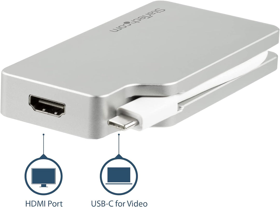 StarTech.com Aluminium Reise A/V Adapter 4-in-1 USB-C auf VGA, DVI, HDMI oder mDP - USB Type-C Adapt