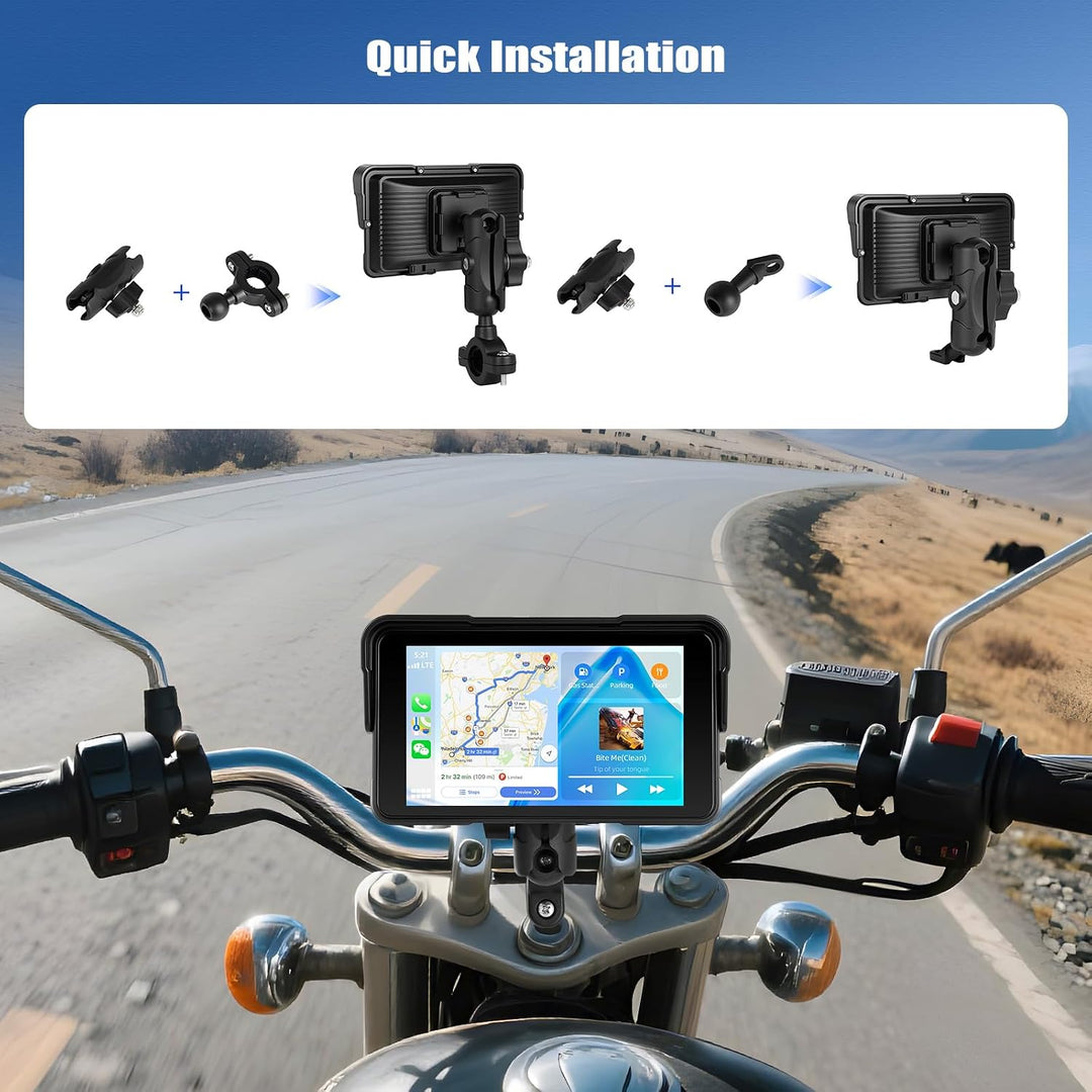 SIXWIN Motorrad Carplay Bildschirm für Moto mit Wireless Carplay Android Auto, 5 Zoll HD Touchscreen