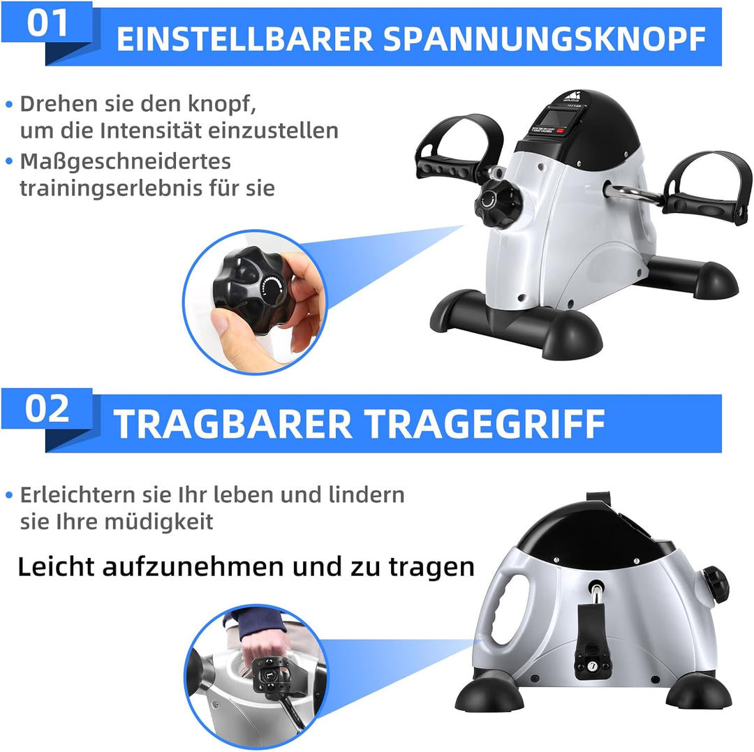 EVOLAND Heimtrainer Mini Fitnessbike, Arm und Beintrainer Pedaltrainer mit LCD Display, Hometrainer