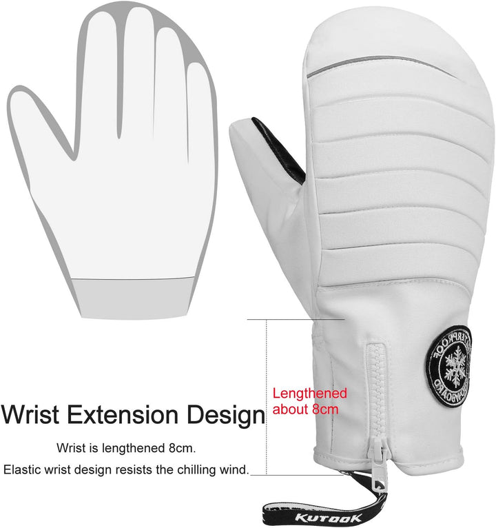 KUTOOK Skihandschuhe Ziegenleder Fäustlinge Wasserdicht Warm Winter Snowboard Handschuhe Winddicht W