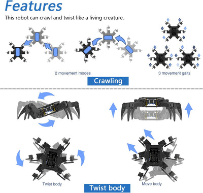 FREENOVE Hexapod Robot Kit with Remote (Compatible with Arduino IDE), App Remote Control, Walking Cr