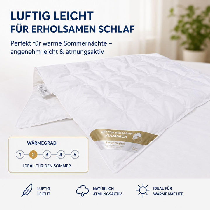 Betten Hofmann Baby Kinder Sommer Daunenbett Daunendecke Sommerdecke superleicht 100x135 cm, 100% Da