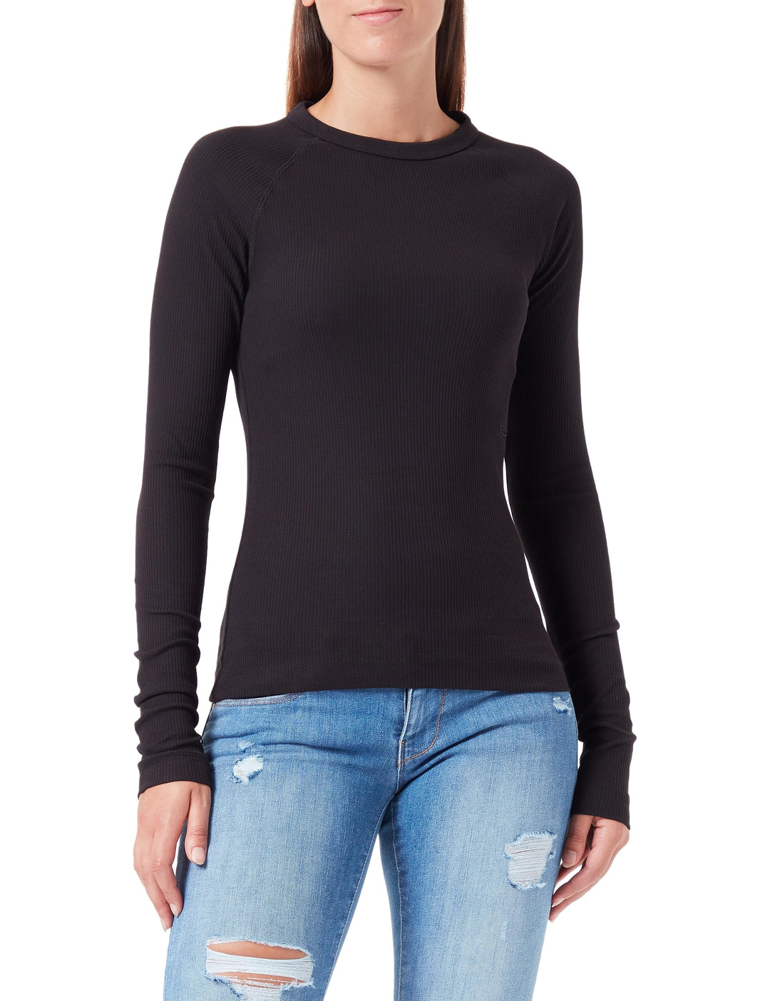 G-STAR Damen Slim Rib R T Ls Wmn Tops XXS Schwarz (Dk Black D23343-d493-6484), XXS Schwarz (Dk Black