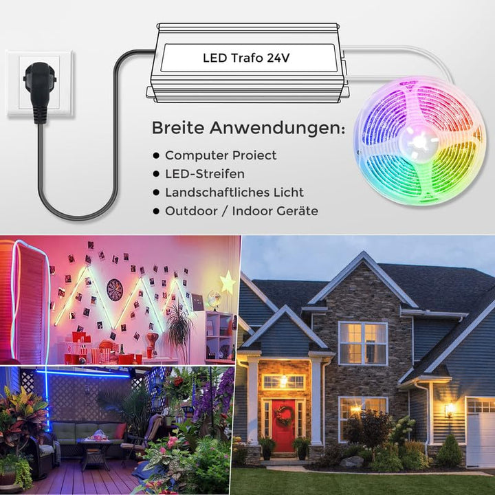 LED Trafo 24V 300W IP67, Outdoor Wasserdicht Transformator mit Stecker, LED Netzteil Treiber 230V au