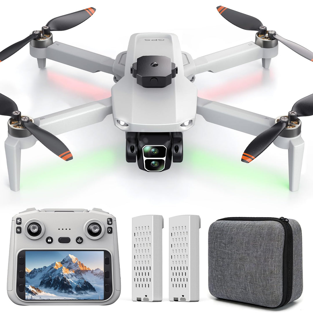 GPS-Drohne mit 4,3'' Bildschirm-Controller, 1080P Kamera, 32 Min Flugzeit mit 2 Akkus, Automatische