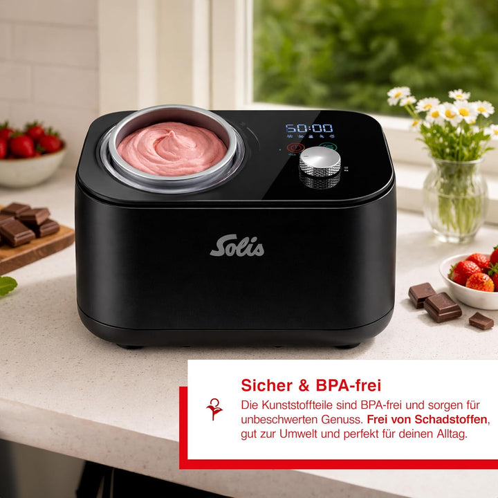 Solis Ice Dream Machine (Typ 8505) Eismaschine mit Kompressor, Schwarz | Frozen Yogurt & Sorbet Make