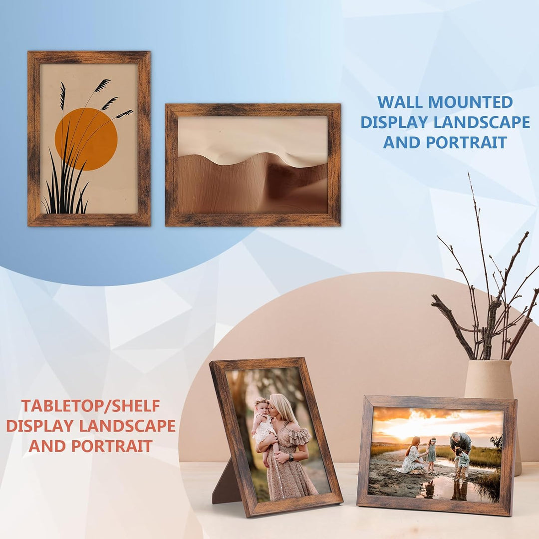 Hoikwo 18 Stück Bilderrahmen 10x15 cm, Braun Fotorahmen Collage Set für Wohnzimmer Schlafzimmer Kind