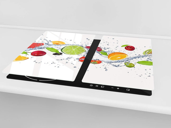 Küchenbrett aus Hartglas und Induktionskochplattenabdeckung – Schneideplatten SINGLE mit 60 x 52 cm