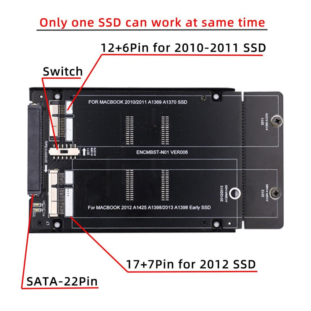 chenyang 12+6Pin & 17+7Pin MAC SSD auf 2,5" SATA 2 in 1 Combo Case Gehäuseadapter für 2010 2011 2012