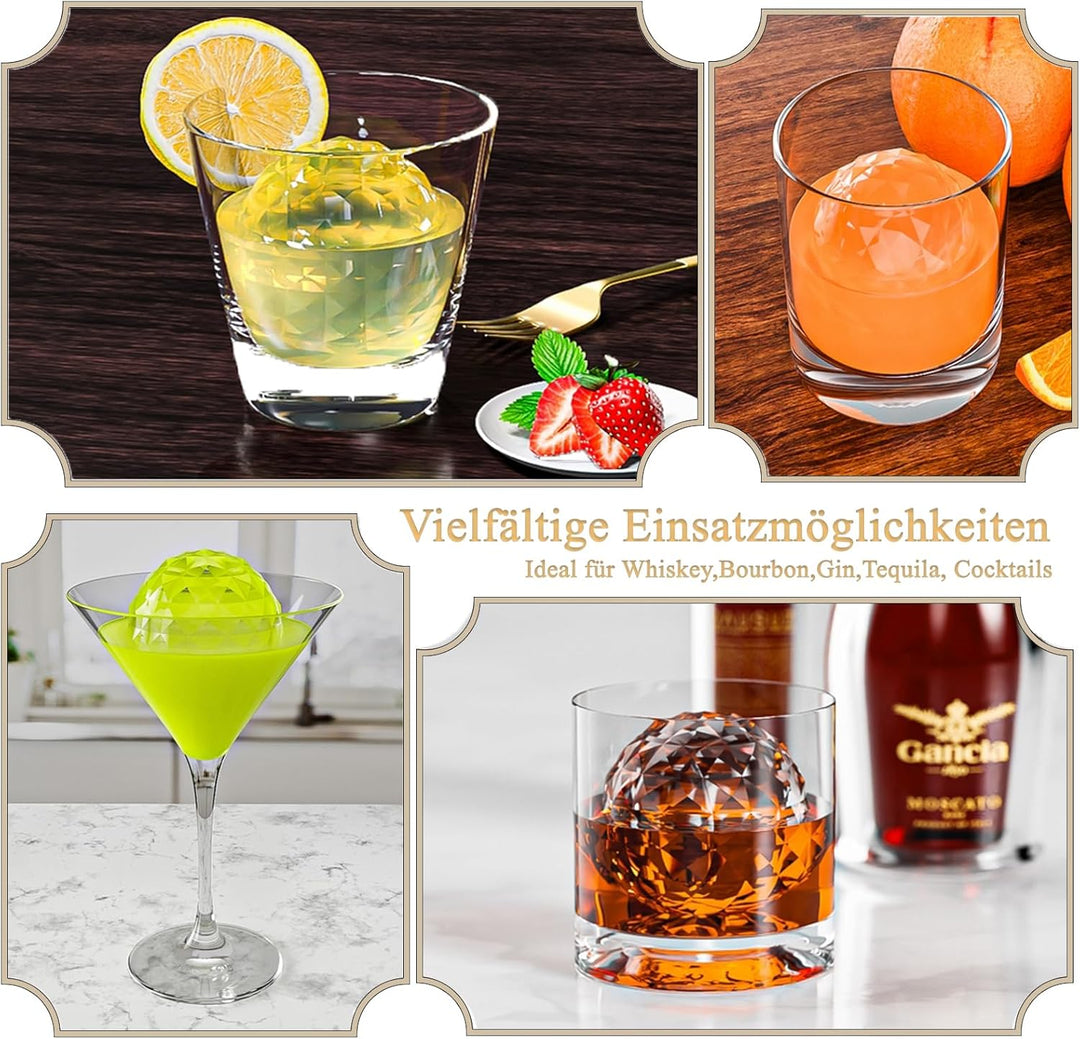 Kristall Klar Eiswürfelbereiter, 2.36in Riesige Eiswürfelform für Bourbon Old Fashioned Whisky, Sili