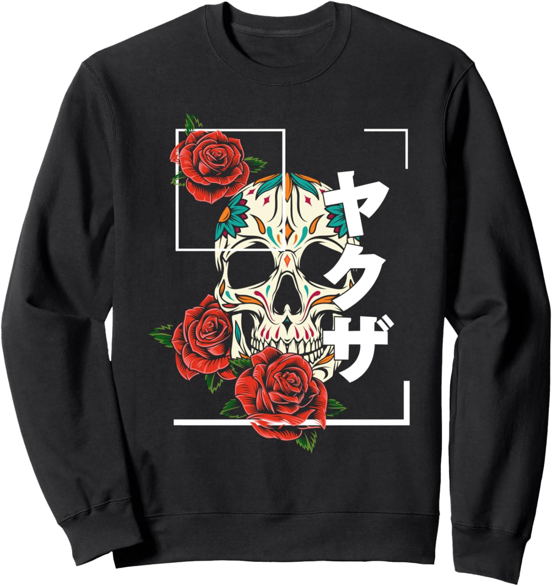 Aesthetic Goth Grunge Soft E-Boy and E-Girl Totenkopf Design Sweatshirt