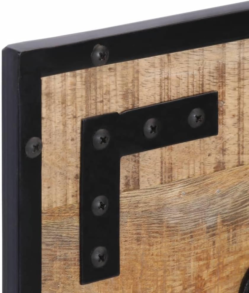 Hothingwell Garderobenständer, Massivholz, 2-teilig, 5 Haken | 80 x 8 x 25 cm, ungeschliffenes Mango