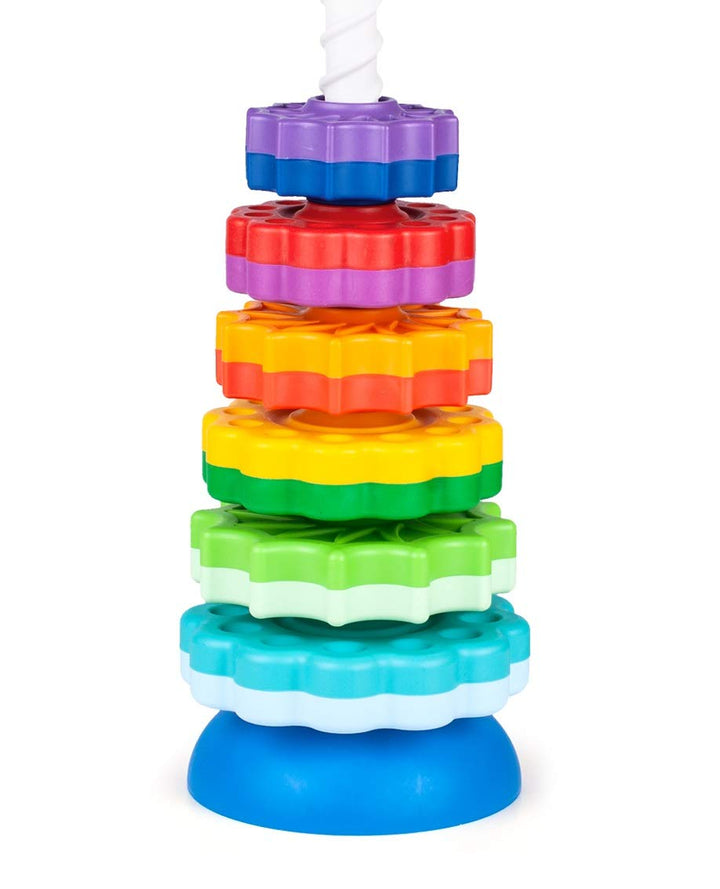 FANCY 40 cm gross Stapelturm Baby Kinderspielzeug ab 1 2 3 Jahre Farbring Pyramide mit Spiralgewinde