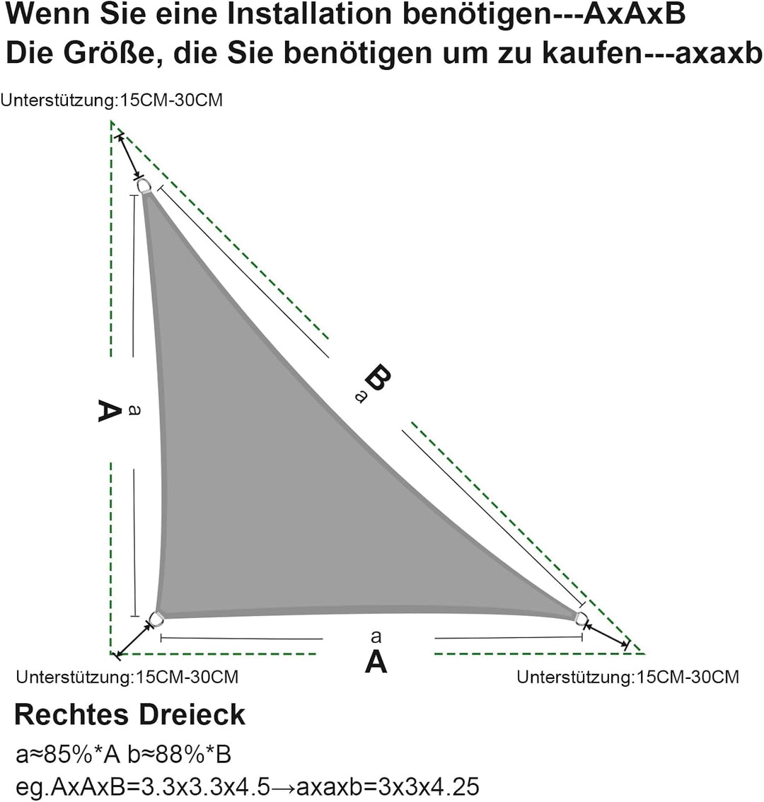 SUNNY GUARD Sonnensegel Dreieck 5x5x7m Wasserdicht Sonnenschutz Wetterschutz Segel Baldachin UV Schu