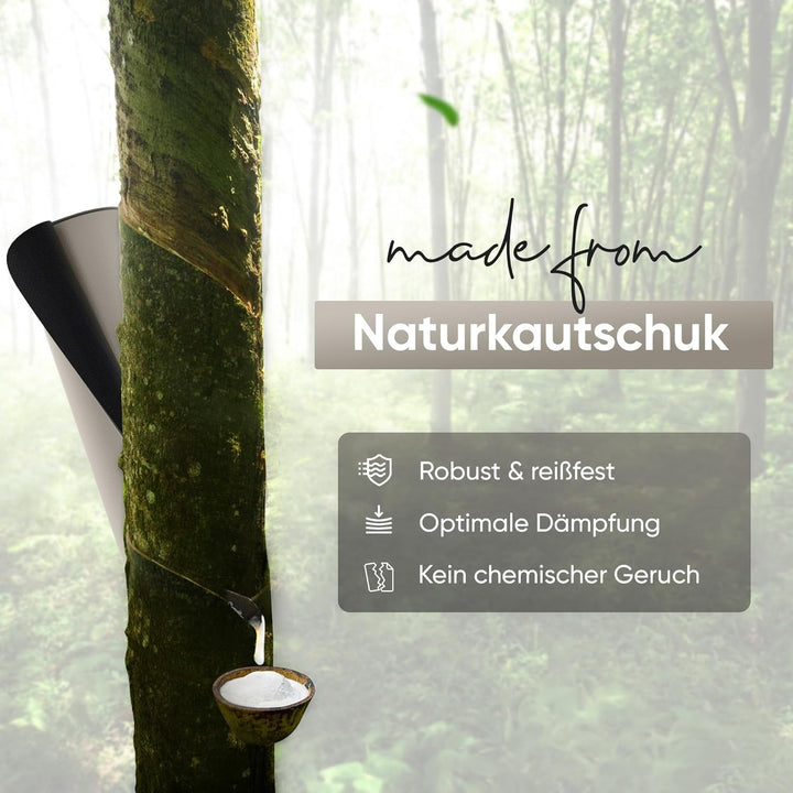 Premium Yoga-Matte STUDIO 185 x 68 x 0,4cm (extra gross) inkl. Gurt aus ECO PU & Naturkautschuk - An