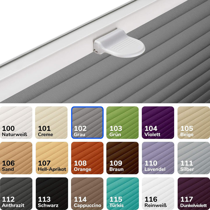 SchattenFreude Klemmfix-Plissee für Fenster | Mit Klemm-Haltern | Ohne Bohren | Grau, Breite: 145cm