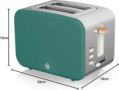 Swan Nordic Breitschlitz-Toaster für 2 Scheiben, 3 Funktionen, 6 Bräunungsstufen, modernes Design, E