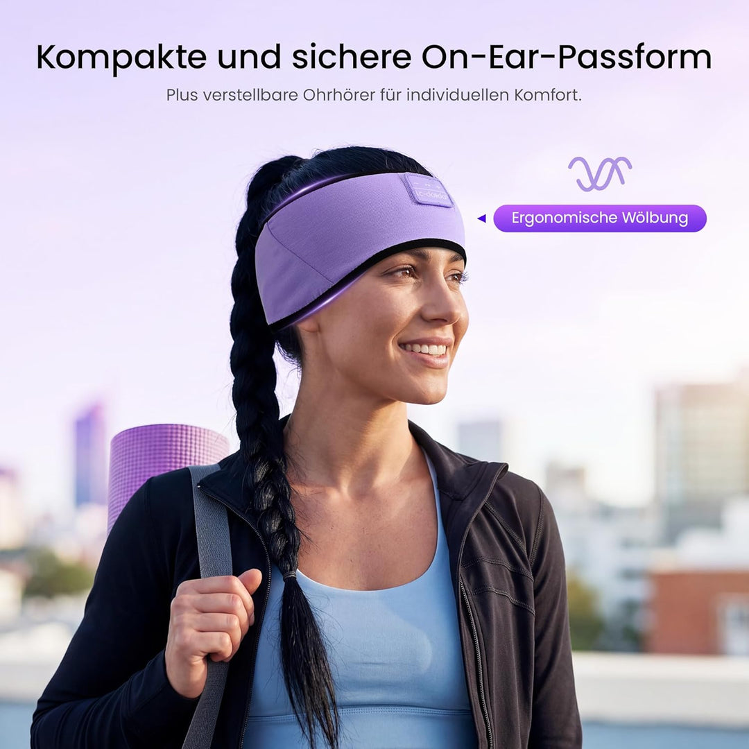 LC-dolida Schlafkopfhörer Bluetooth Stirnband Kopfhörer, Ultraweiche Bambus-Baumwoll Schlafkopfhörer