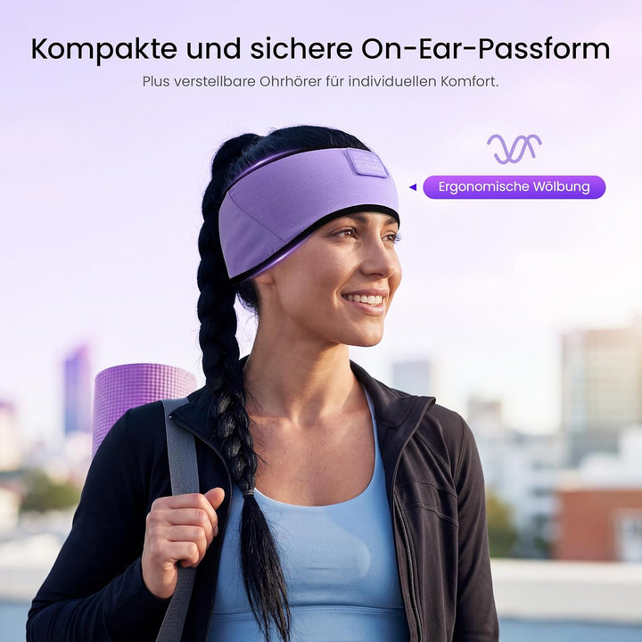 LC-dolida Schlafkopfhörer Bluetooth Stirnband Kopfhörer, Ultraweiche Bambus-Baumwoll Schlafkopfhörer