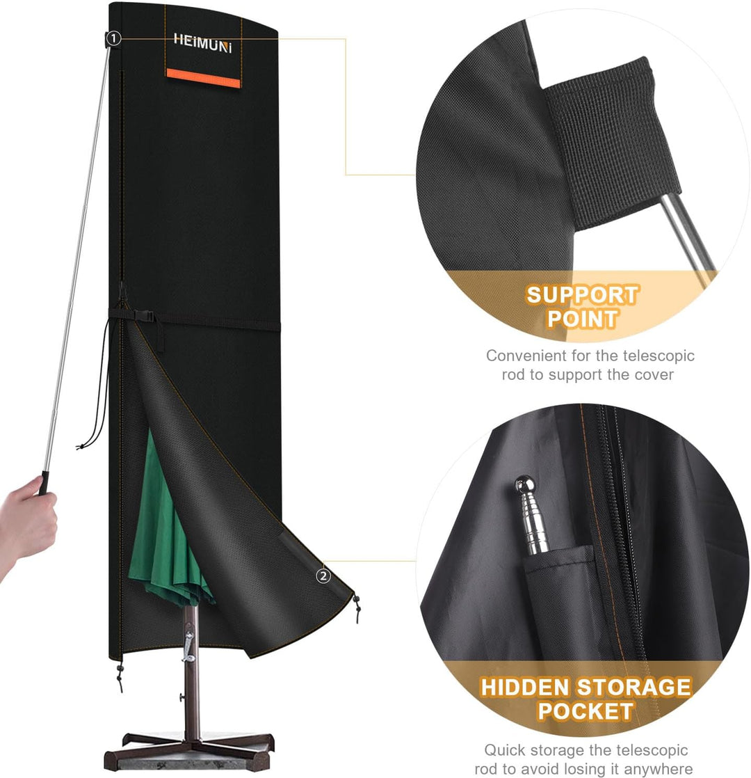 HEIMUNI Schutzhülle Sonnenschirm, Ampelschirm Schutzhülle für Ø 2-4.2m, Abdeckung für Sonnenschirm m