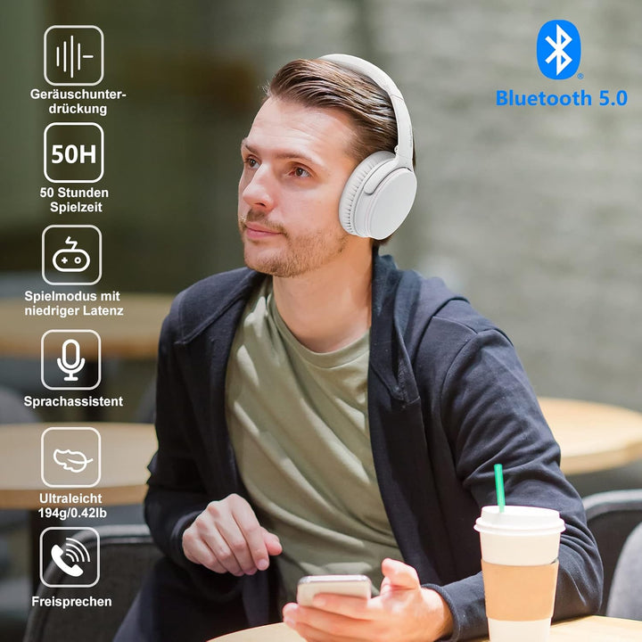 Srhythm NC25 Noise Cancelling Headphones Bluetooth 5.0,Lightweight Wireless Headset Over-Ear with Lo