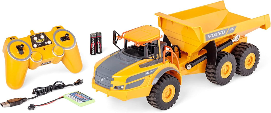 Carson 500907669 1:20 Muldenkipper Volvo A40G 100% RTR - Ferngesteuertes Baufahrzeug für Kinder ab 8