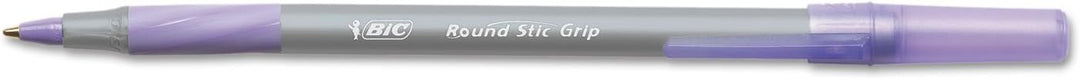 BIC Round Stic Grip Xtra Comfort Kugelschreiber, mittlere Spitze (1,2 mm), violette Tinte, 12 Stück,