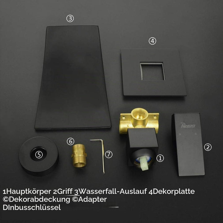 Wasserhahn Wasserfall Wandmontage Waschtisch Armatur Unterputz mit Wasserfall Wandarmatur 2 loch Mis