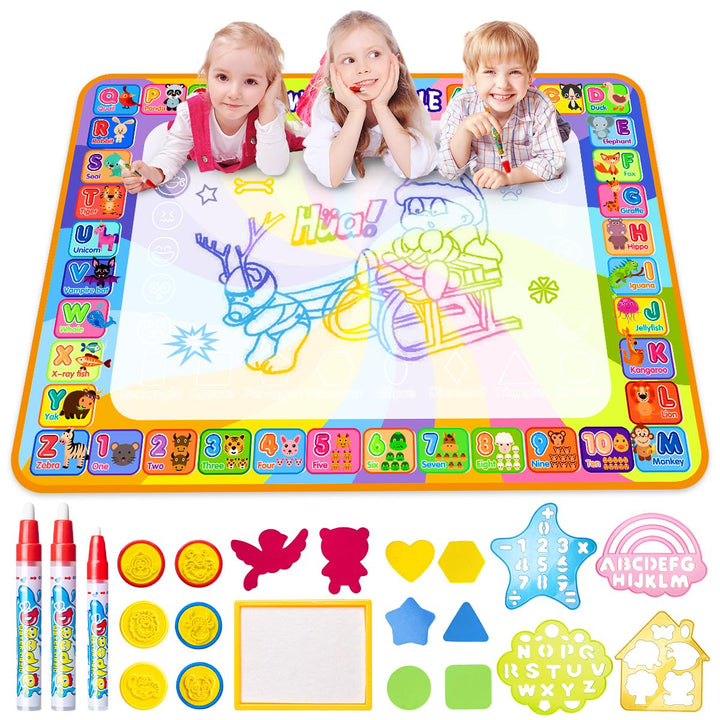 MELAND Wassermalmatte 100×78 cm, Aqua Malmatte mit Wasserstift für Kinder im Alter von 3–6 Jahren, B