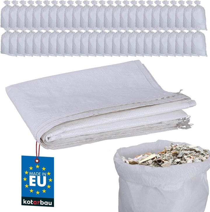 KOTARBAU® 50er Set PP Gewebesäcke 65x105cm 50kg Schwerlast-Gewebesack Weiss 50er Set 65x105cm, 50er