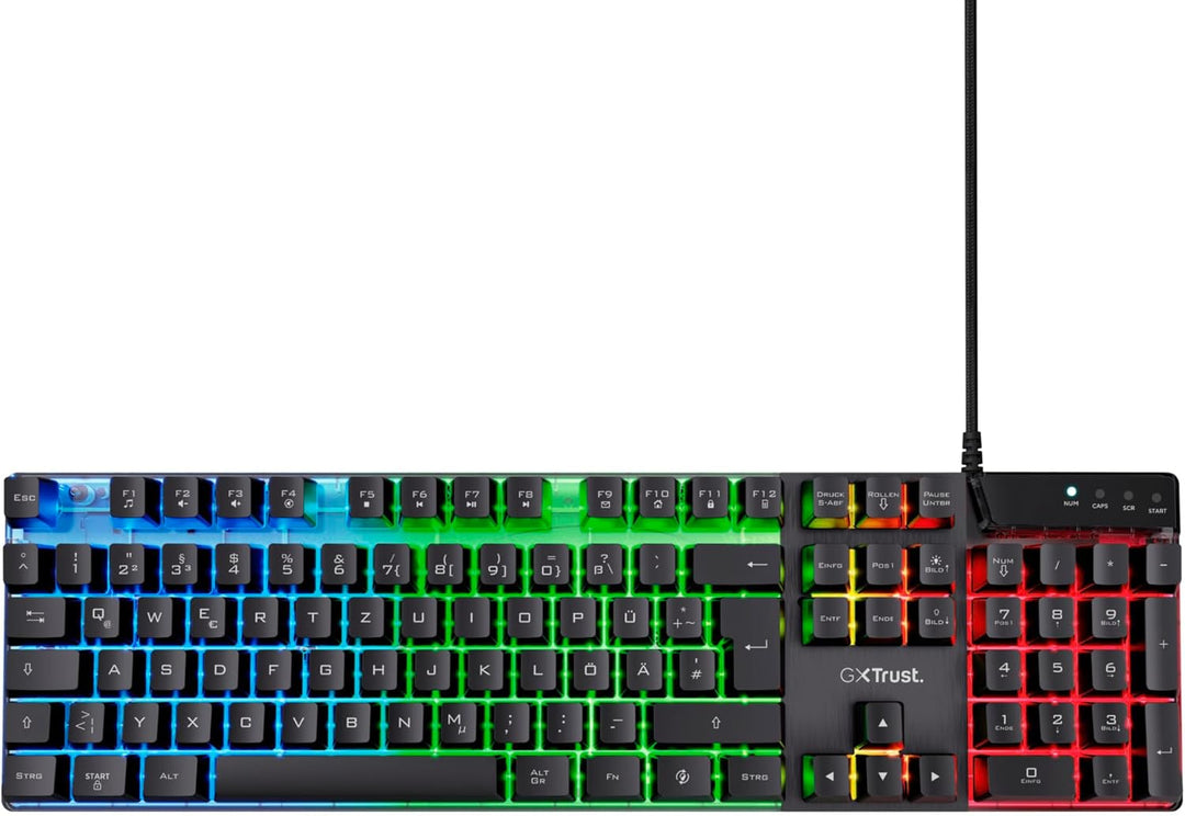 Trust Gaming GXT 835 Azor Gaming Tastatur mit Beleuchtung Deutsches QWERTZ Layout, Tastaturlayout in