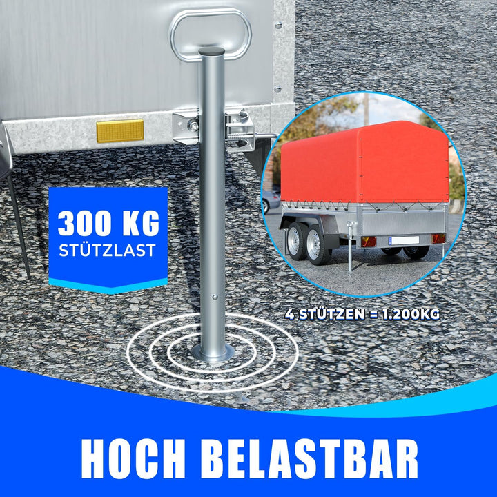 AUTOLIGHT 24 2 x Anhänger Stützen mit Klemmschellen und Schrauben Set Anhängerstützen mit Halterung