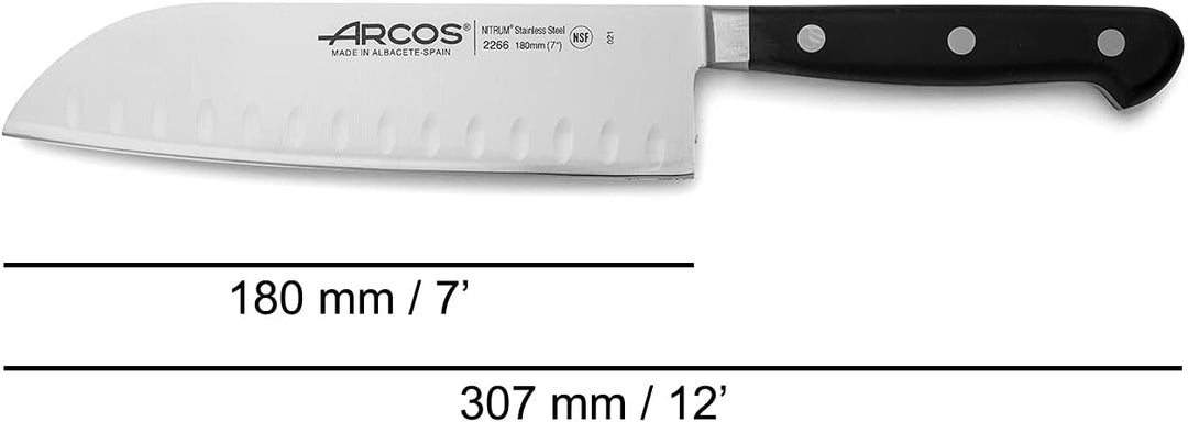 Arcos Opera - Santoku Messer - NITRUM geschmiedetem Edelstahl 180 mm - HandGriff POM Farbe Schwarz