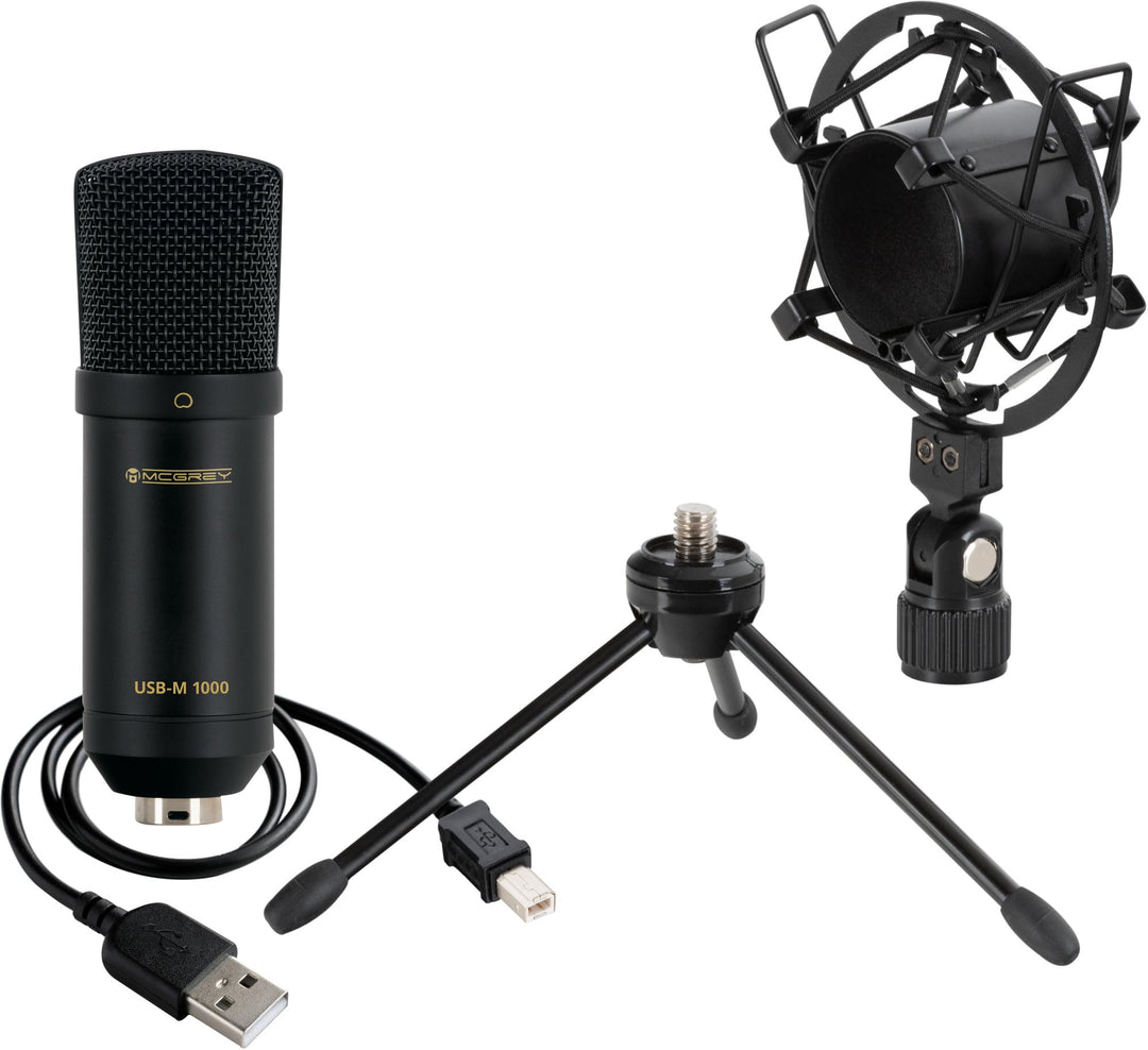 McGrey USB-M 1000 BK Podcast Kondensatormikrofon - Perfekt für Podcast, Streaming, Gaming - 14 mm-Ba